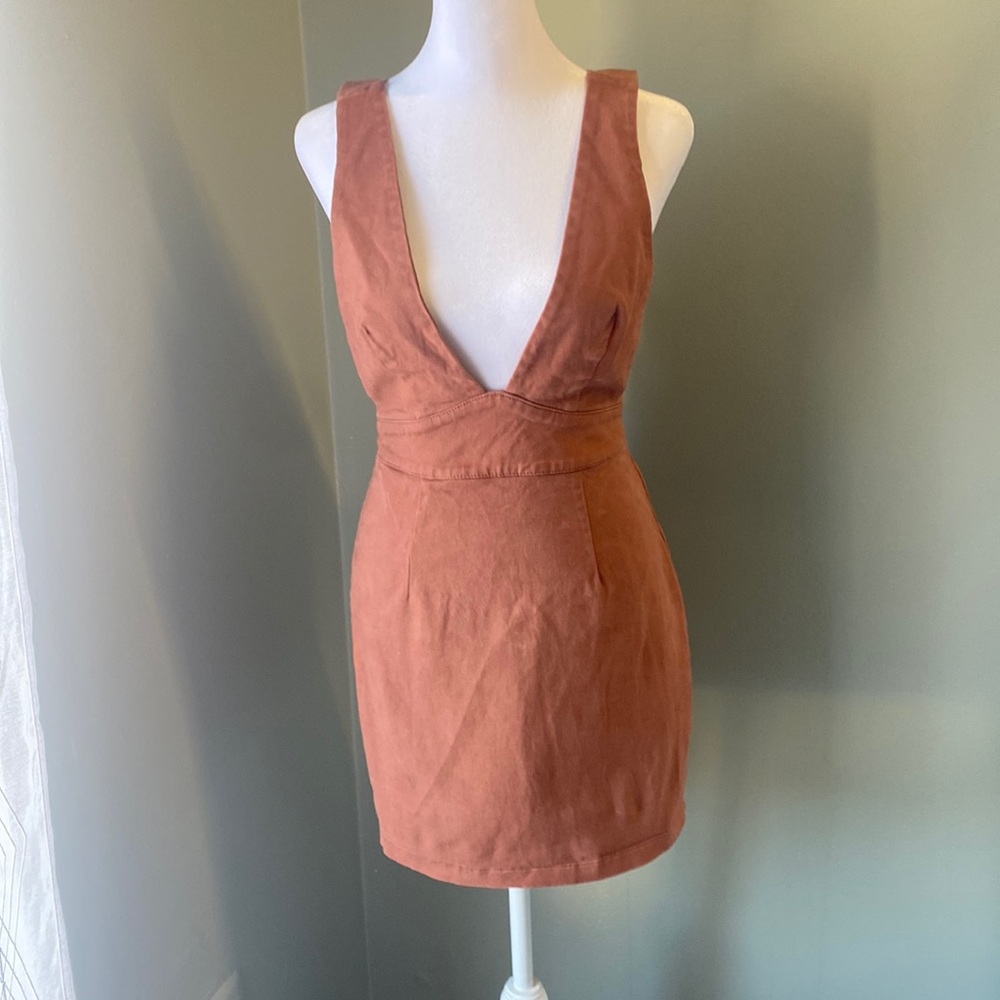 Forever 21 | Faux Suede Overall Pinafore Mini Dress